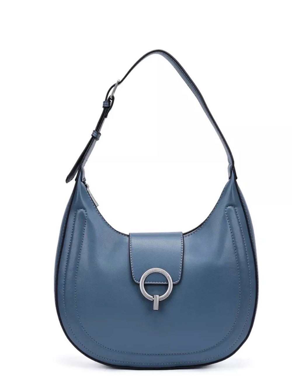NWT FRENCH CONNECTION Smooth Ring Closure Shoulder Hobo Bag Legion Blue